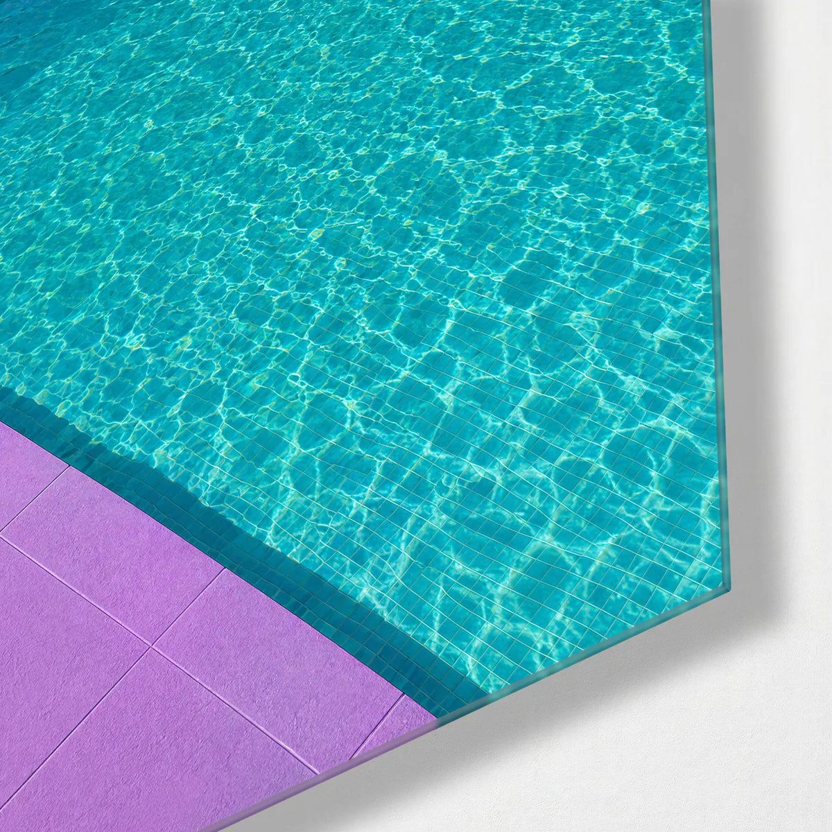 Four Places by the Pool — corner detail of glass wall art
