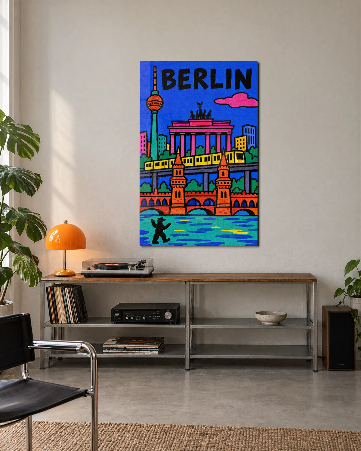 Berlin in Bright Lines — shown in a living space