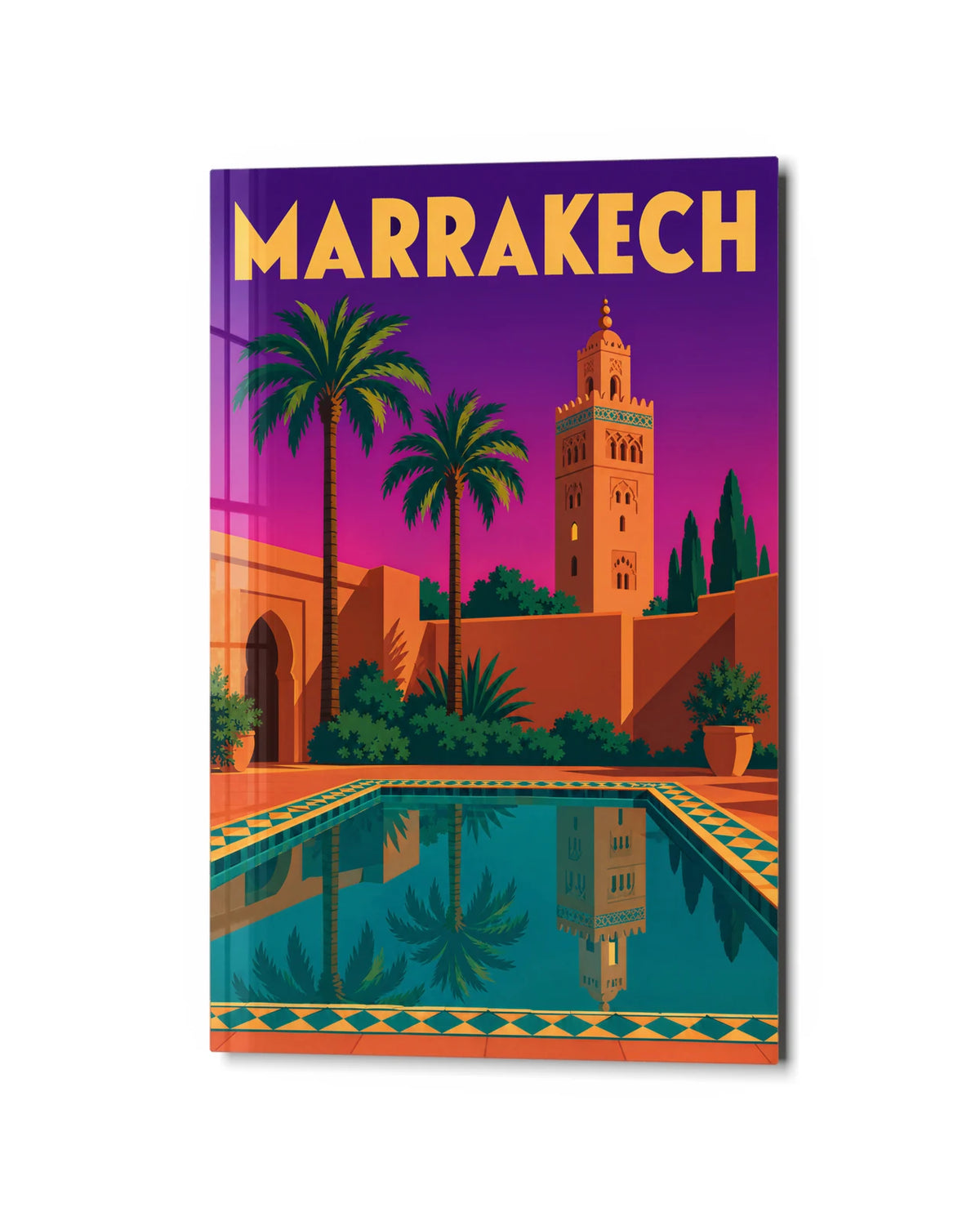 Marrakech in Colour — studio view of glass wall art