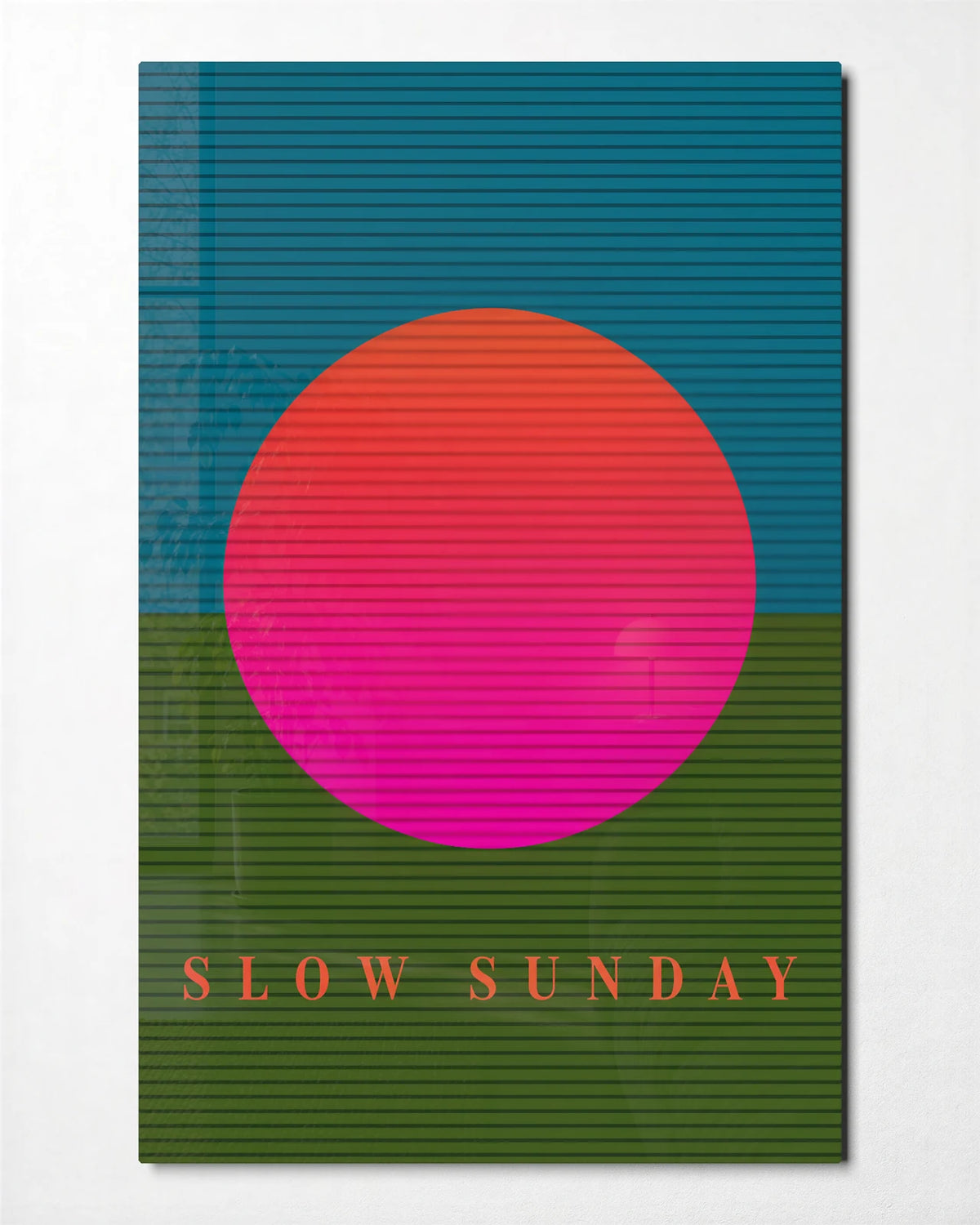 Slow Sunday — front view of glass wall art