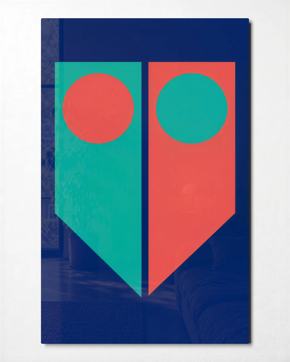 Two Bright Banners — front view of glass wall art