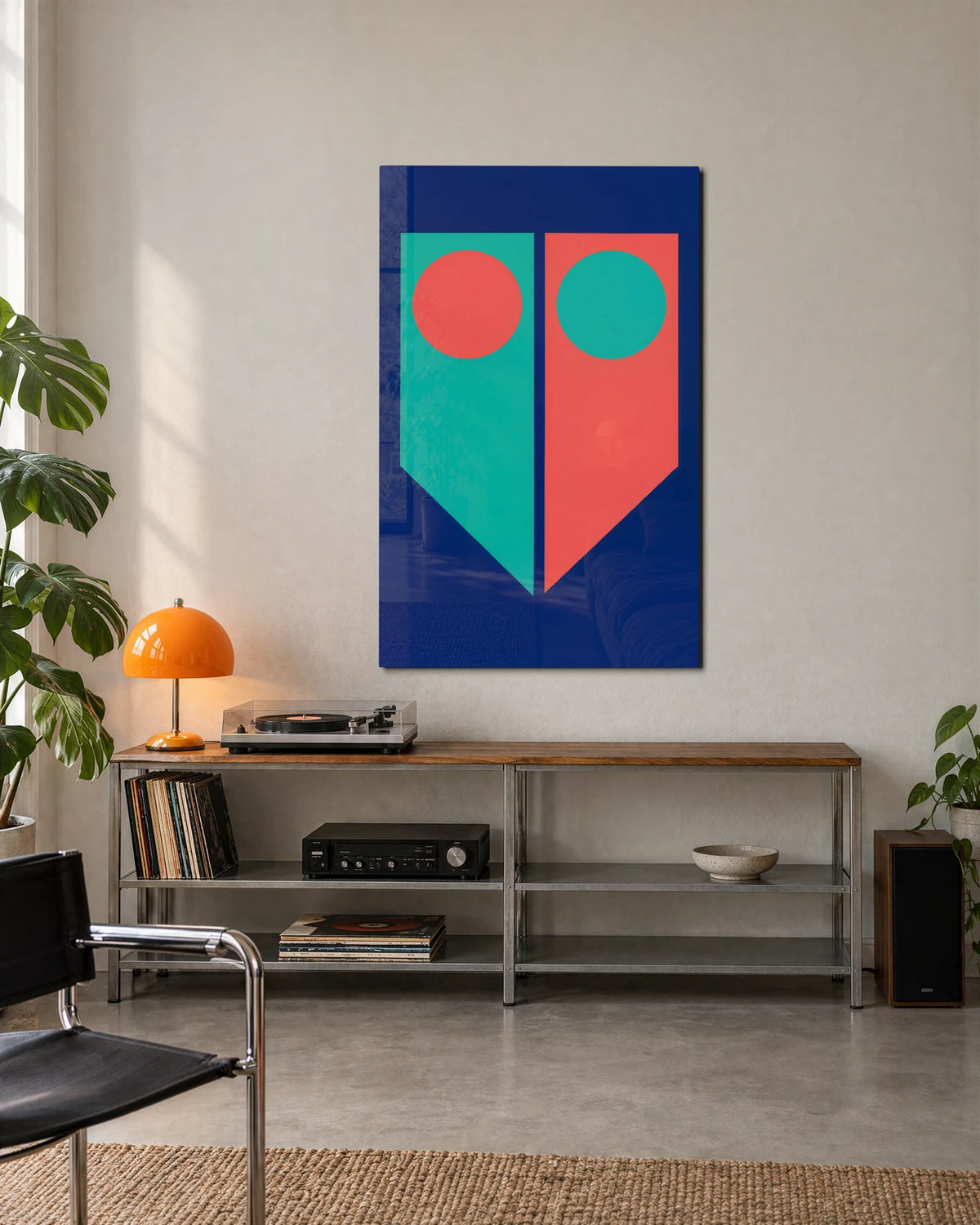 Two Bright Banners — shown in a living space