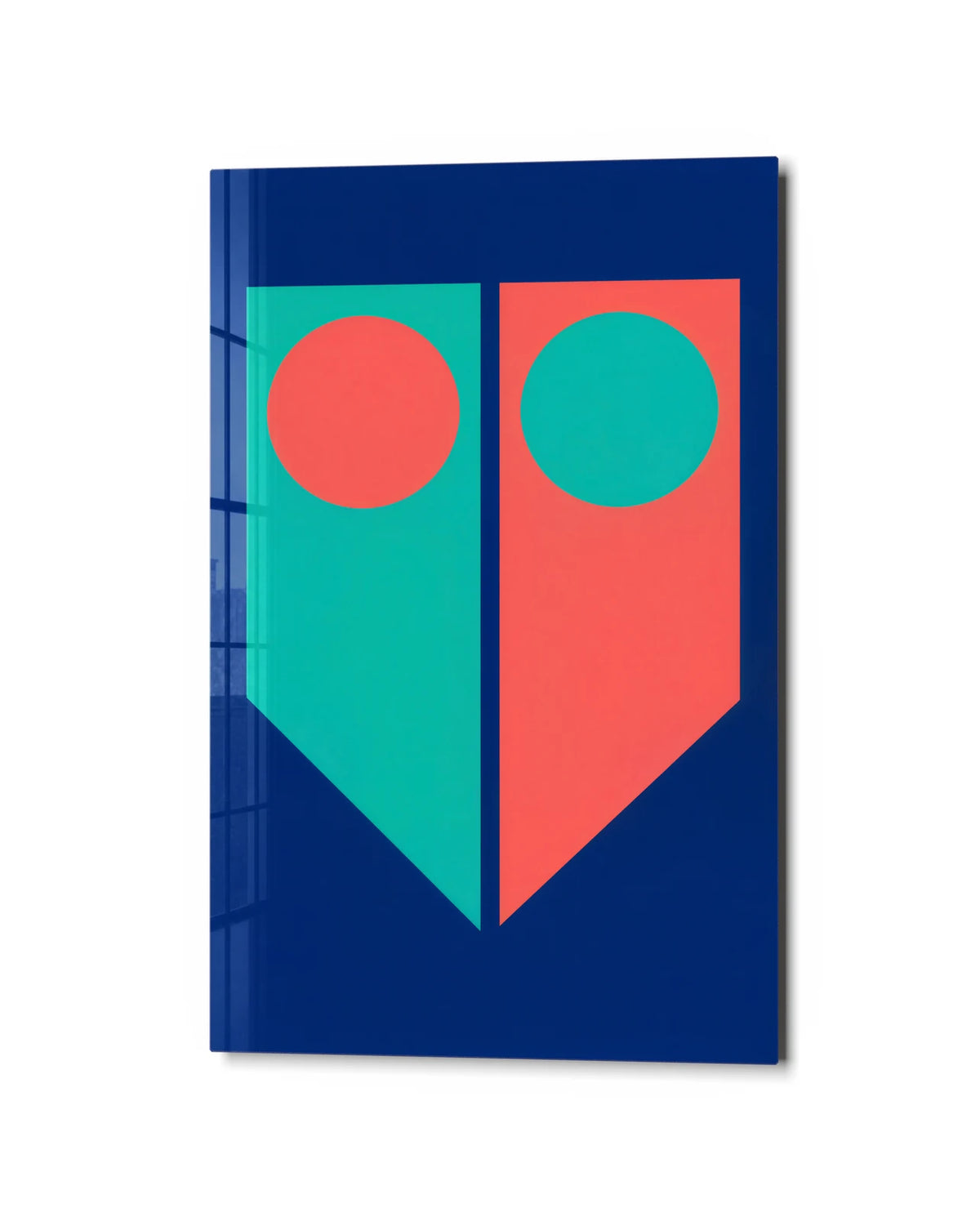 Two Bright Banners — studio view of glass wall art
