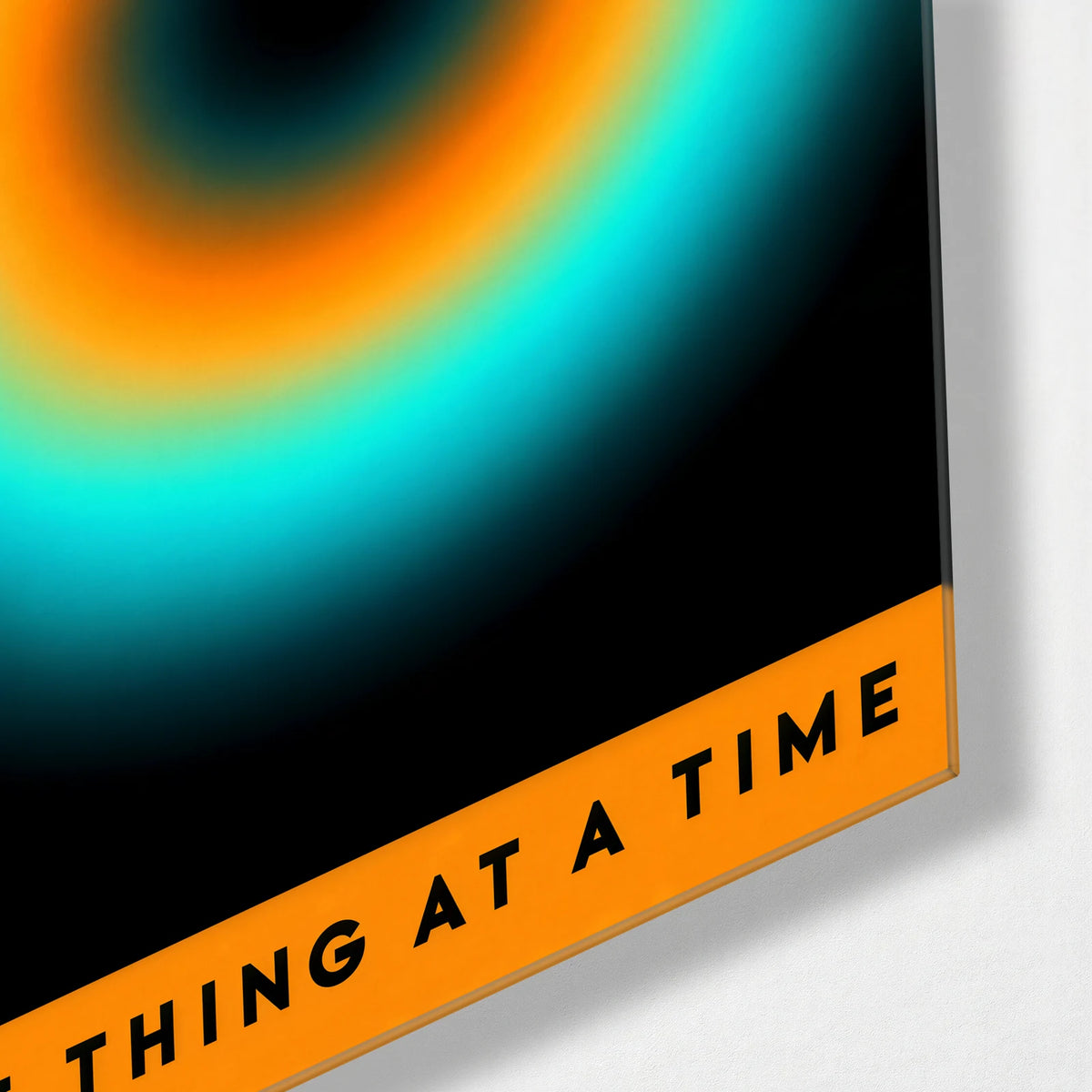One Thing at a Time — corner detail of glass wall art