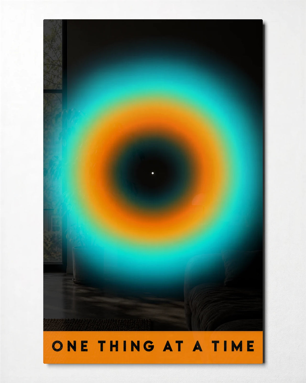 One Thing at a Time — front view of glass wall art