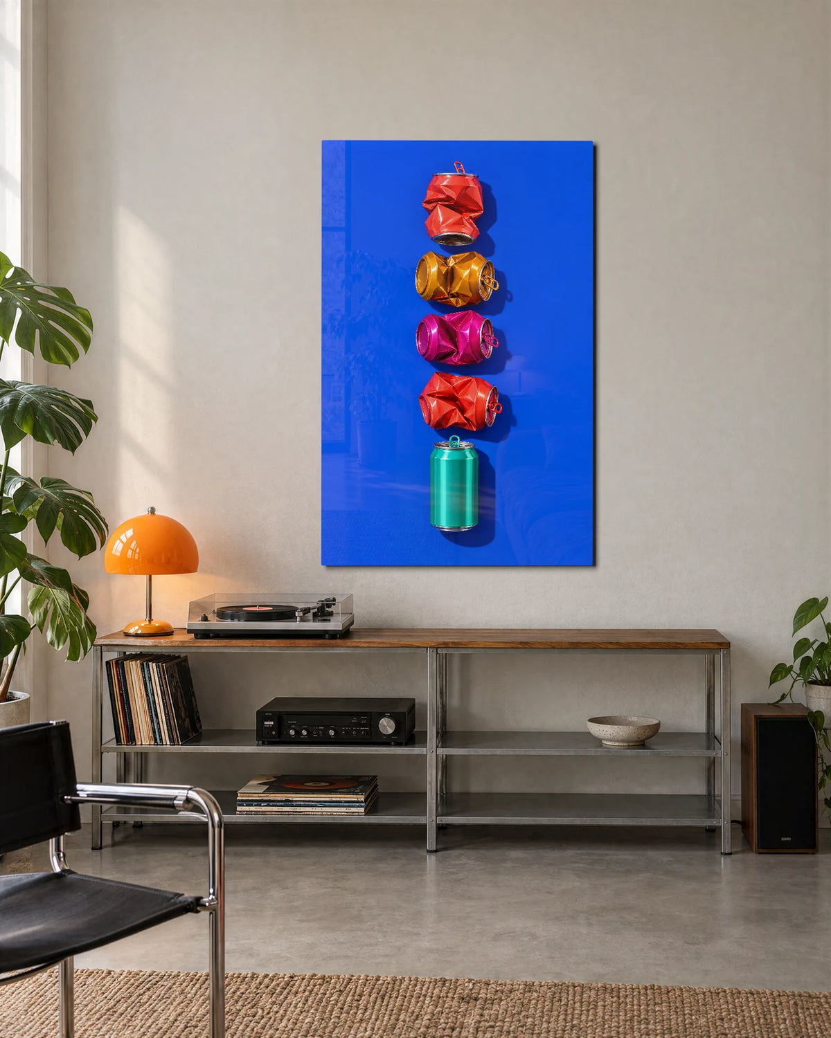 Cans in a Row — shown in a living space