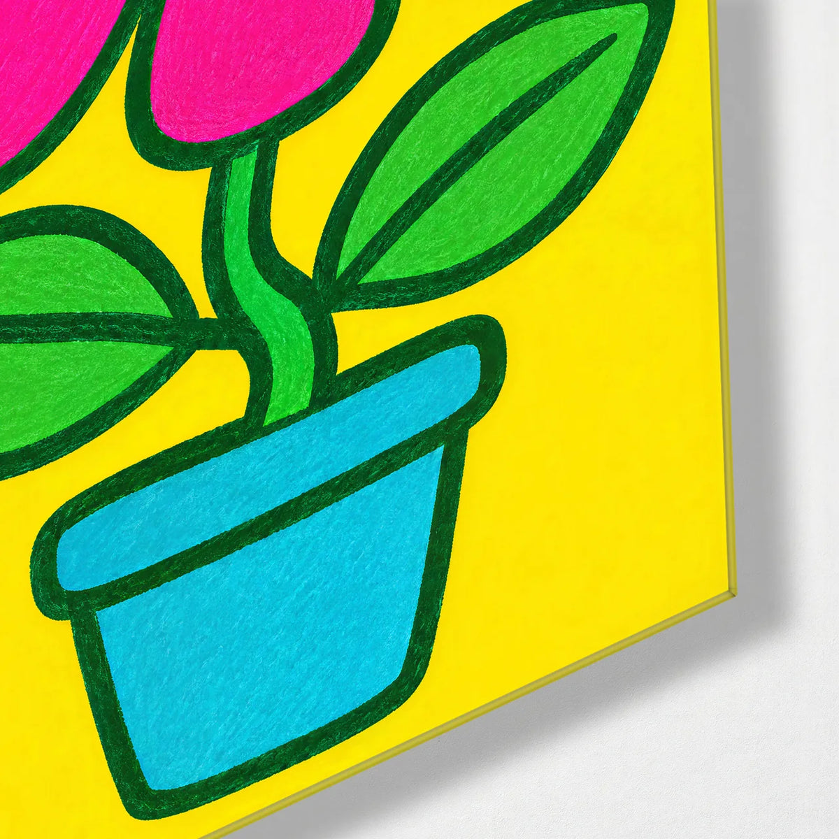 A Flower and Friend — corner detail of glass wall art
