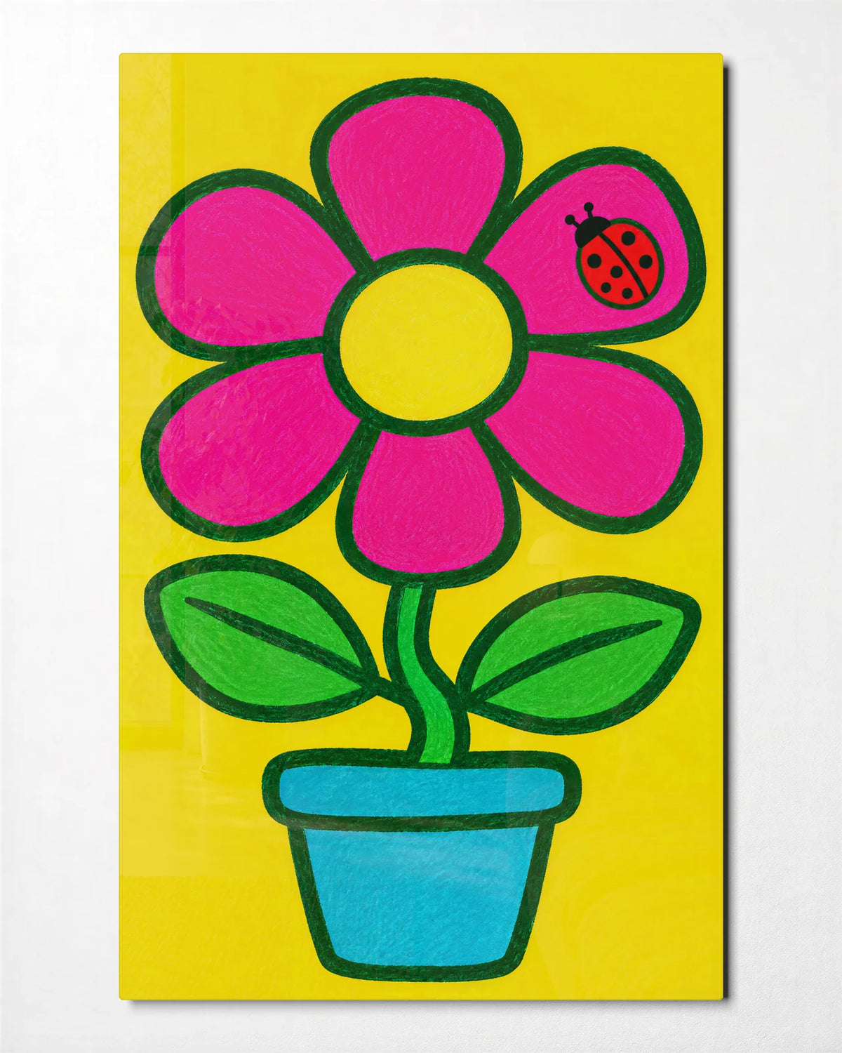 A Flower and Friend — front view of glass wall art