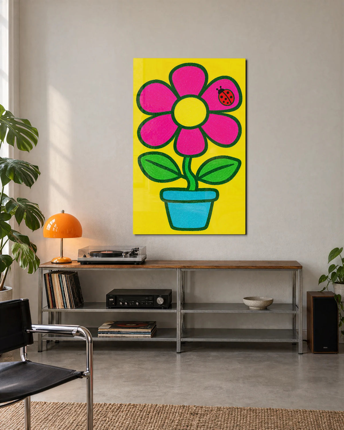 A Flower and Friend — shown in a living space