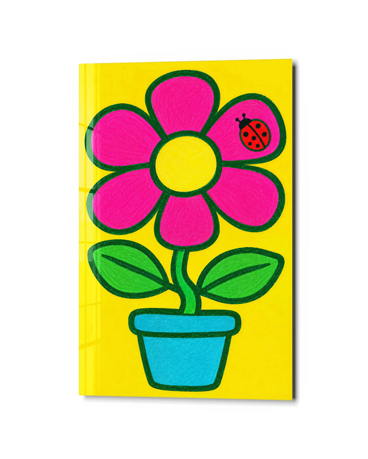 A Flower and Friend — studio view of glass wall art