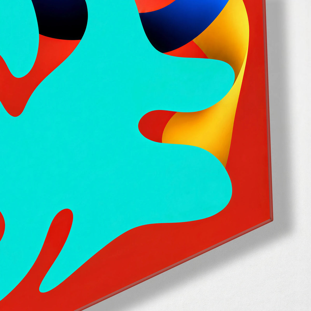 Shapes in Play — corner detail of glass wall art