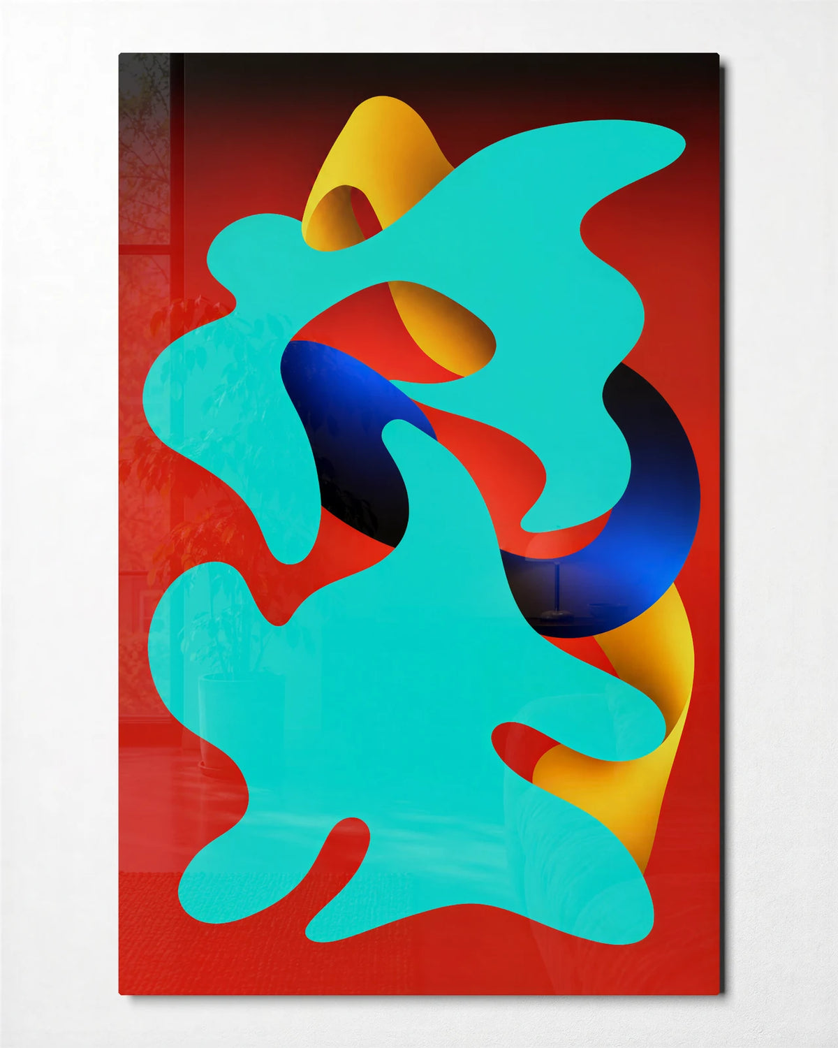 Shapes in Play — front view of glass wall art