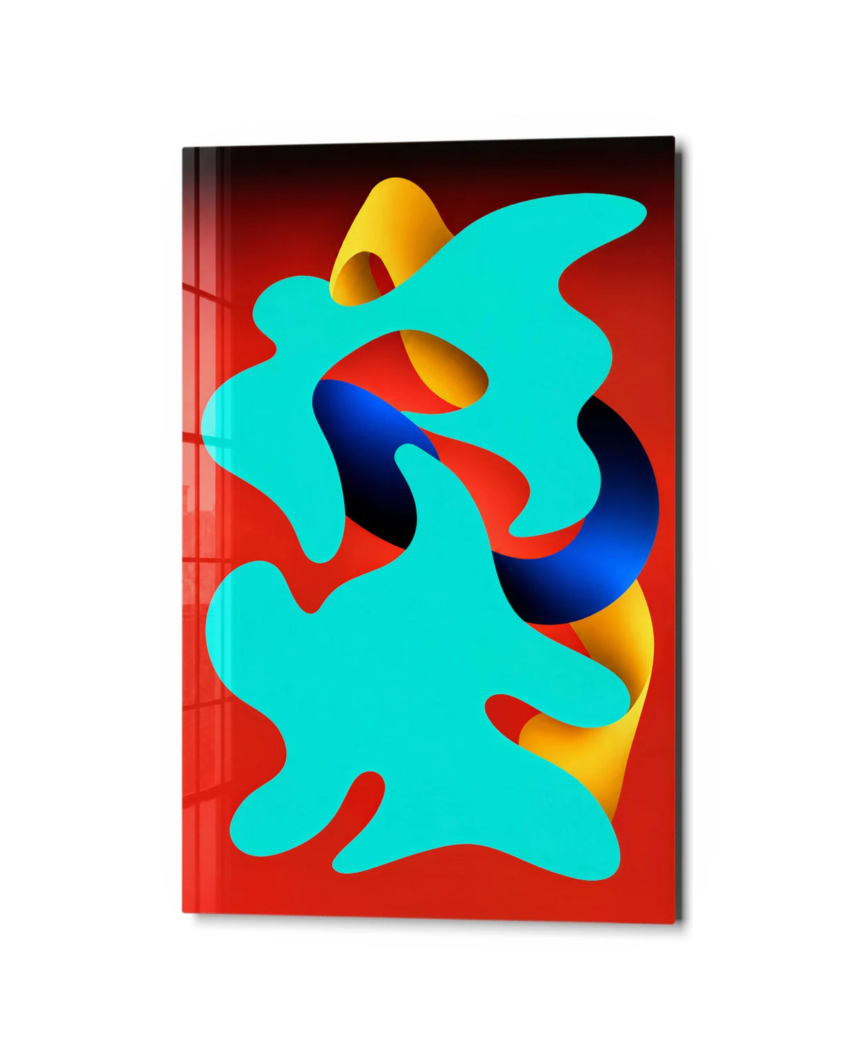Shapes in Play — studio view of glass wall art