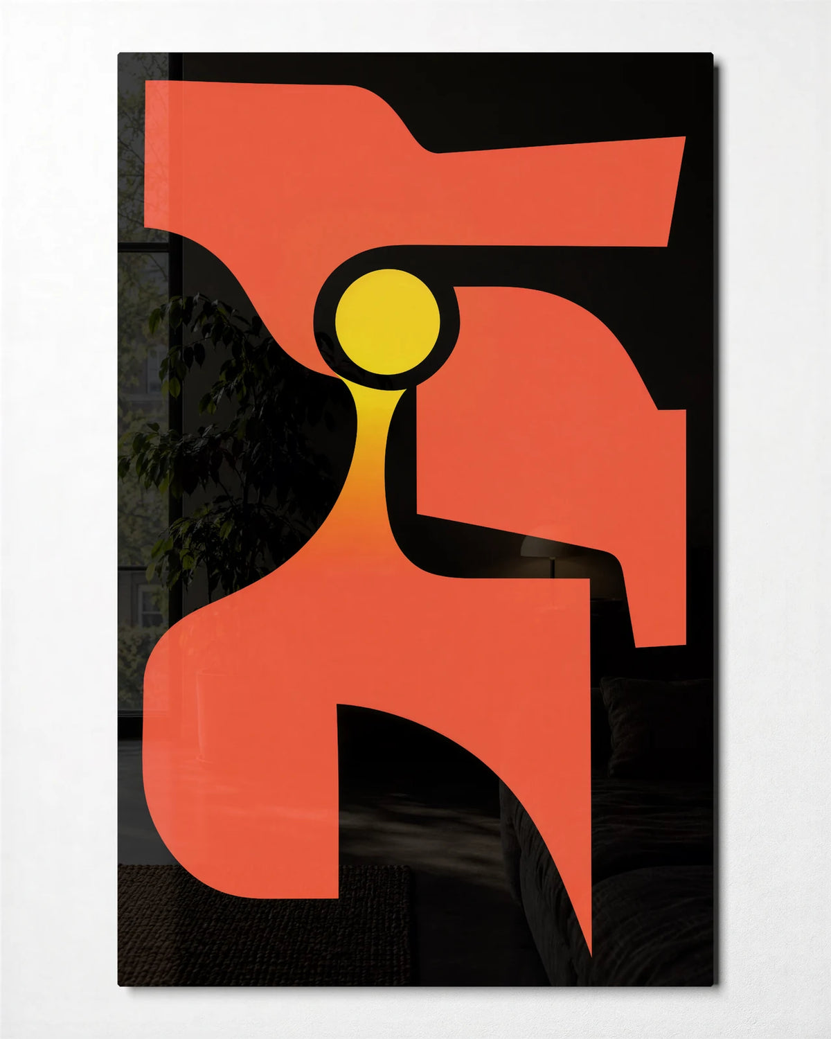 Coral Curves — front view of glass wall art