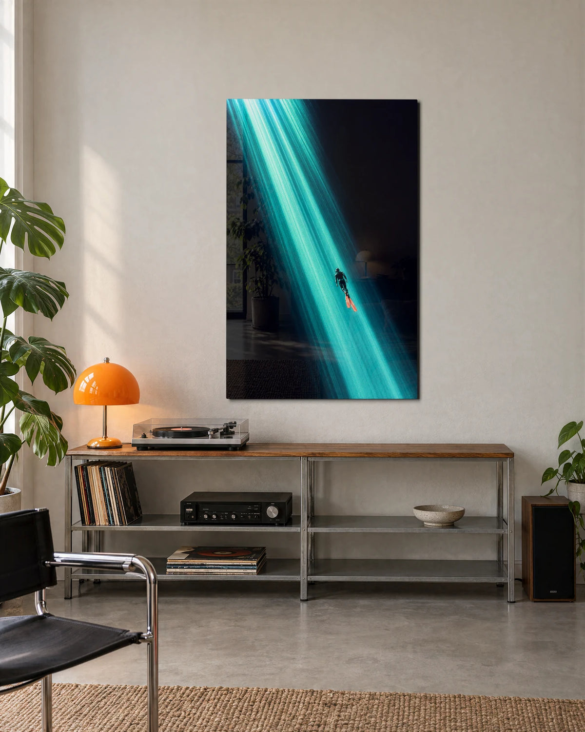 Caught in Blue Light — shown in a living space