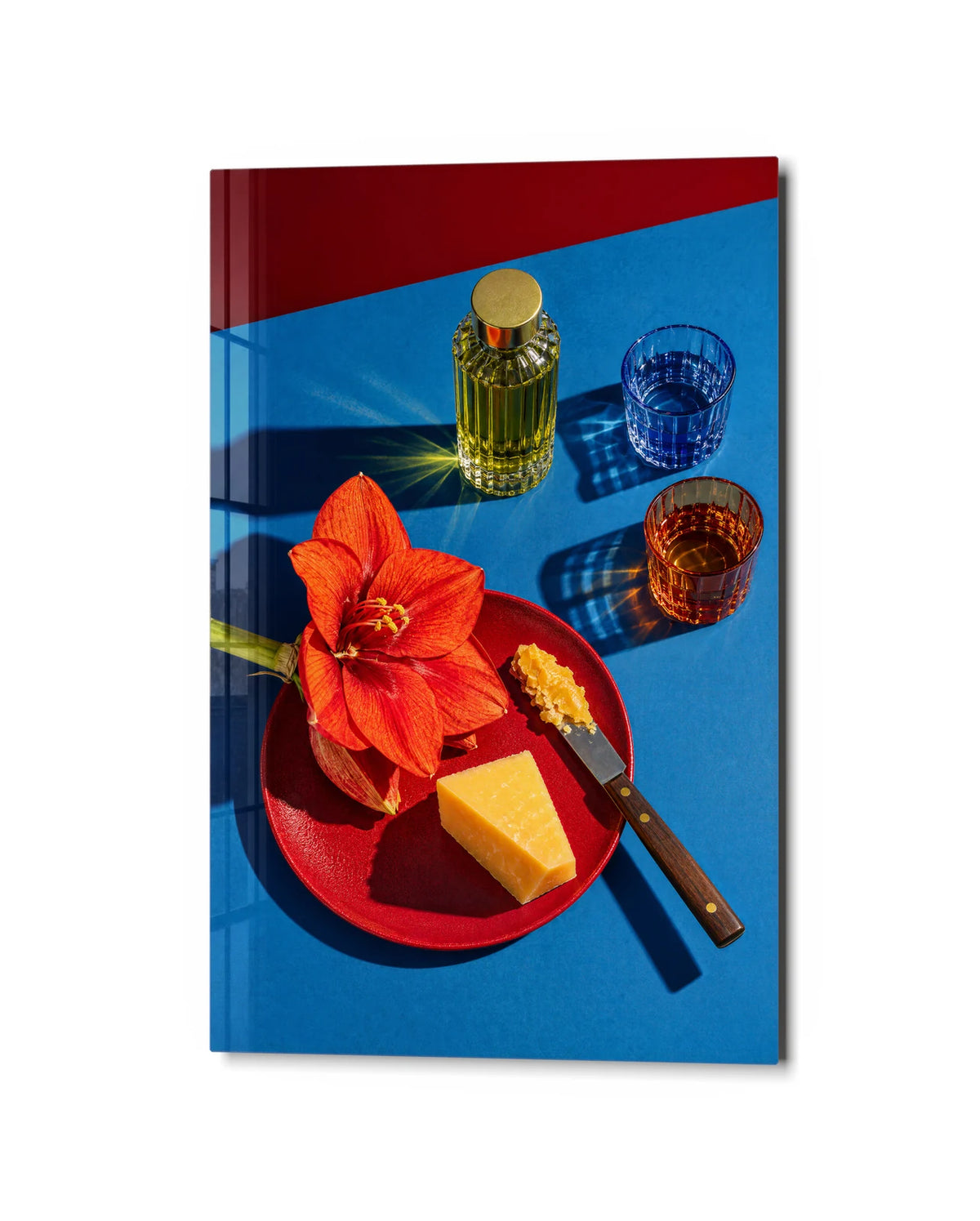 An Unusual Table — studio view of glass wall art