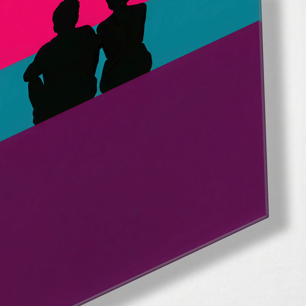 Just Us at Sunset — corner detail of glass wall art