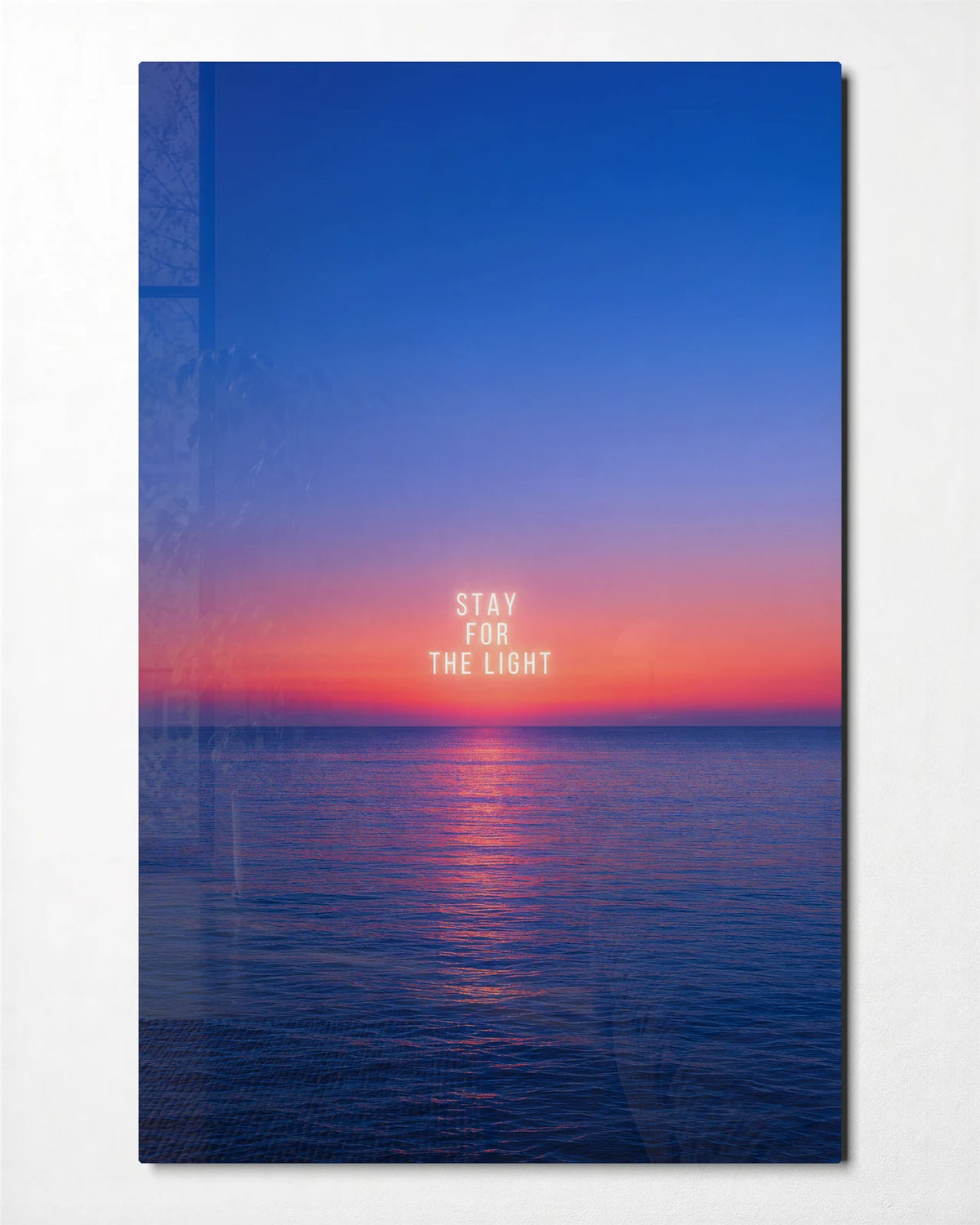 Stay for the Light — front view of glass wall art