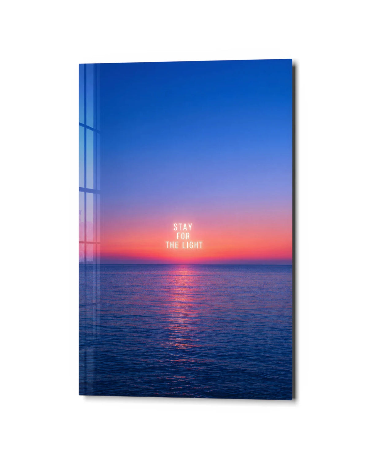 Stay for the Light — studio view of glass wall art