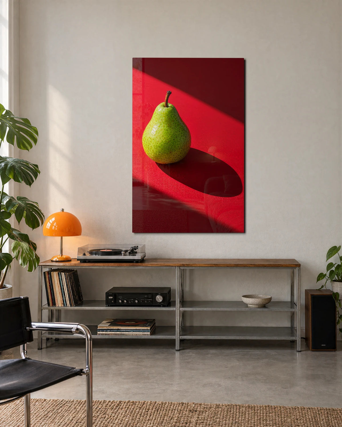 Pear with a Long Shadow — shown in a living space