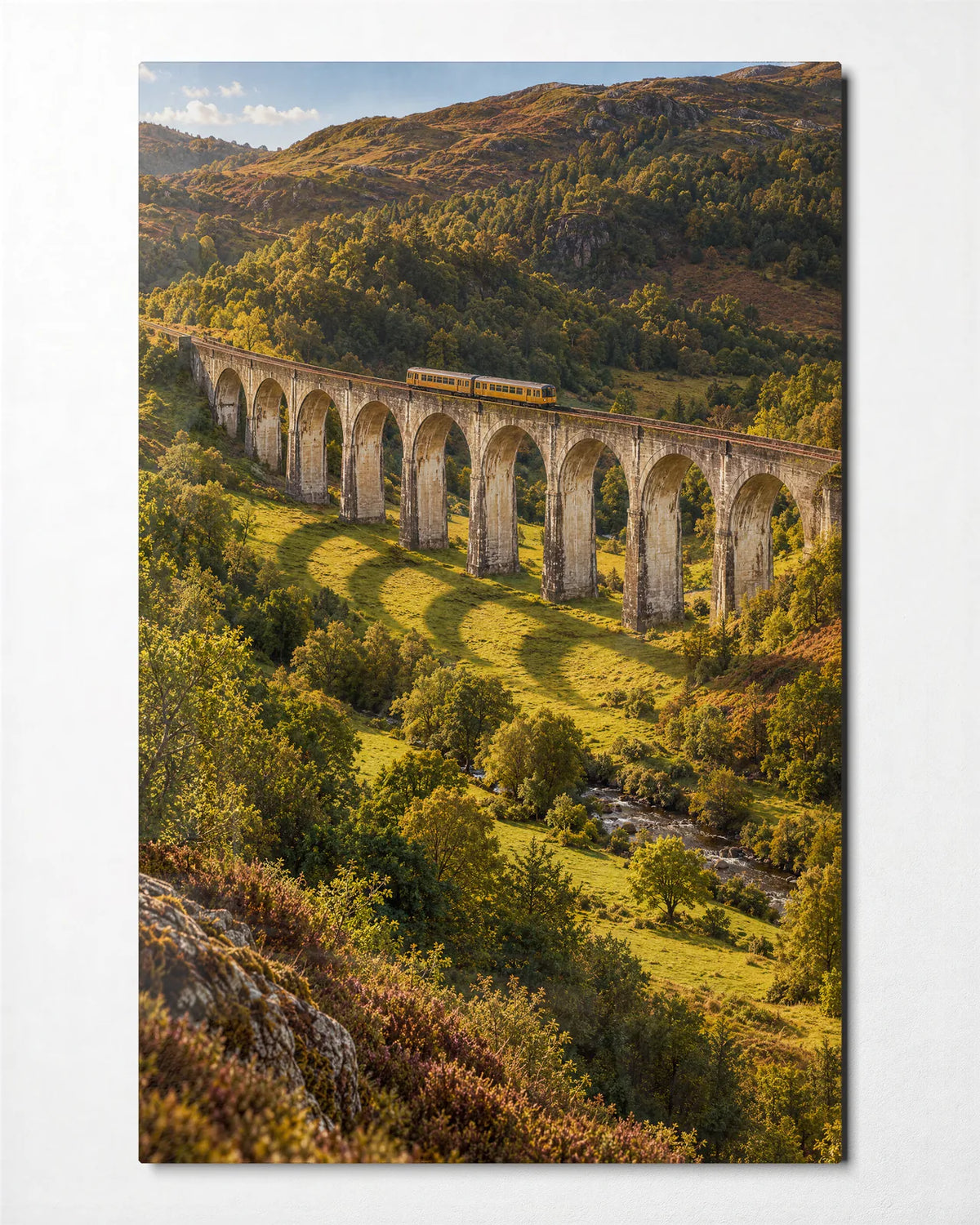 Across the Valley — front view of glass wall art