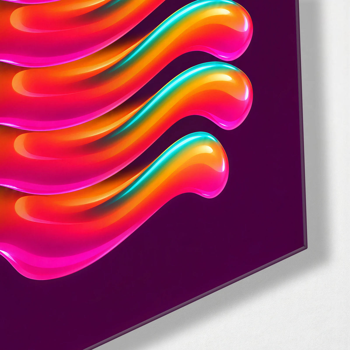 Colour in Waves — corner detail of glass wall art