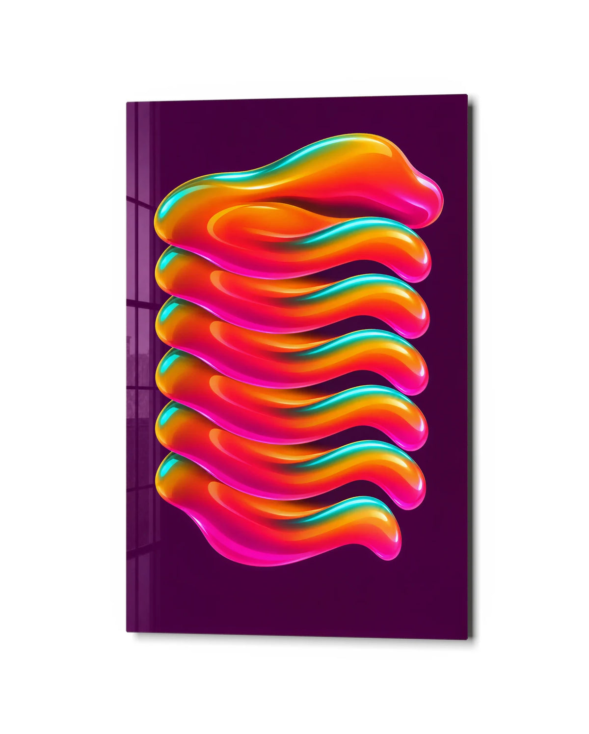 Colour in Waves — studio view of glass wall art