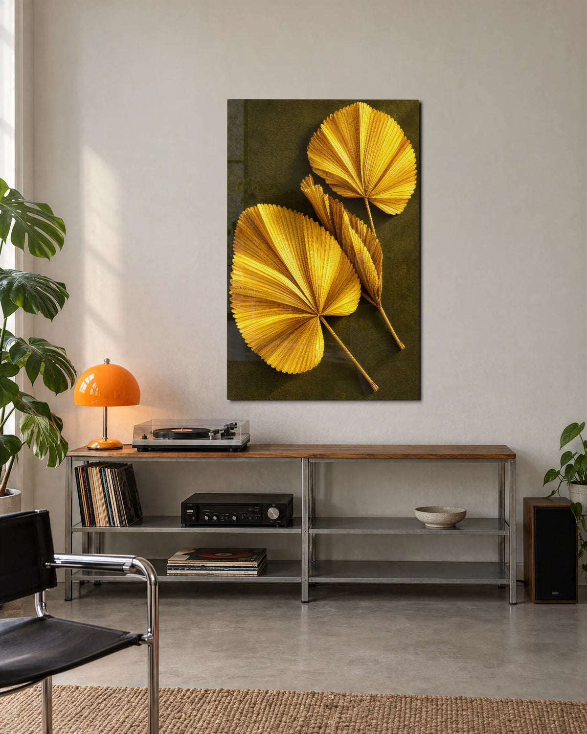 Golden Fan Leaves — shown in a living space