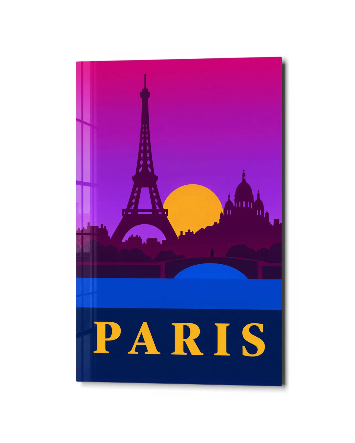 Paris in Purple — studio view of glass wall art