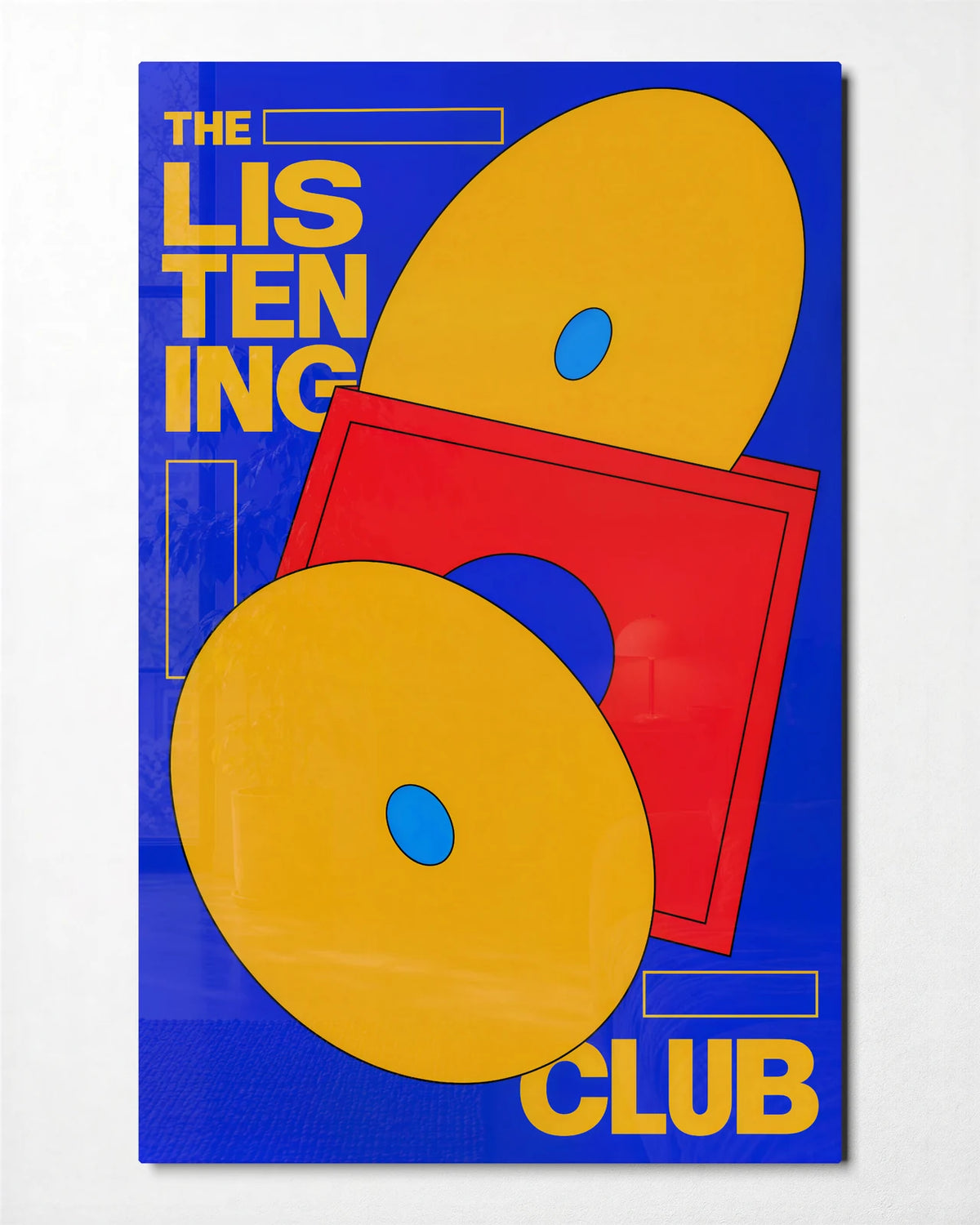The Listening Club — front view of glass wall art