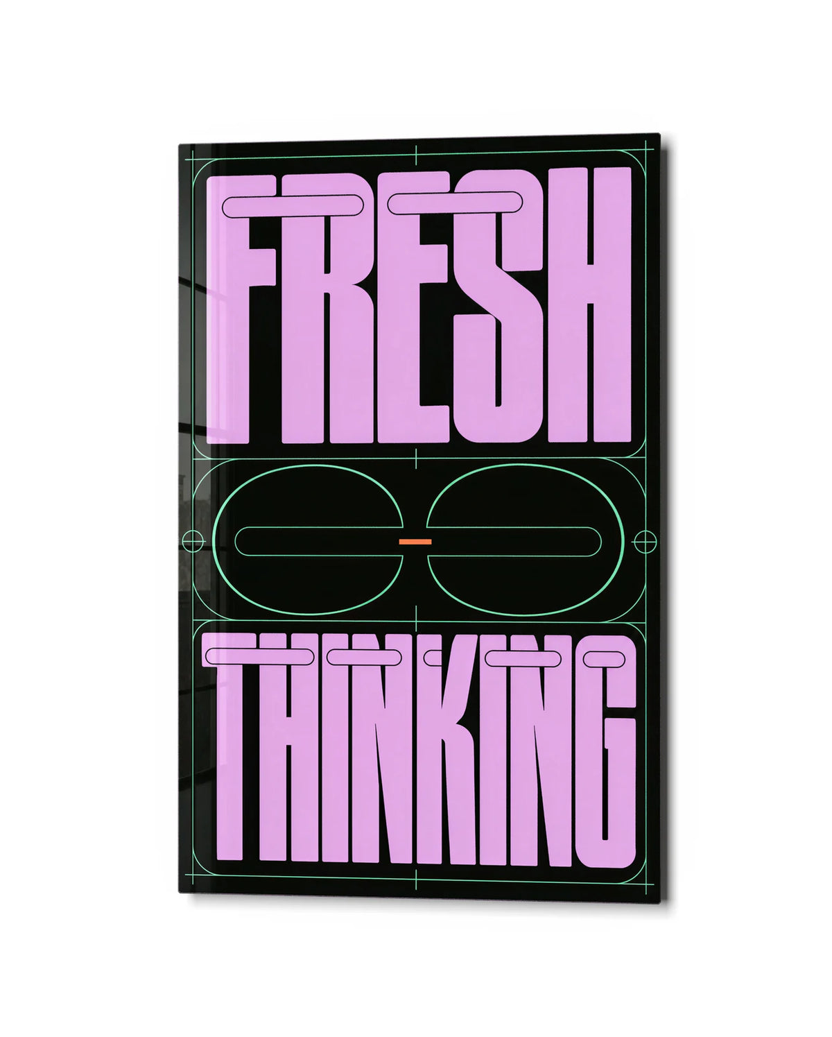 Fresh Thinking — studio view of glass wall art