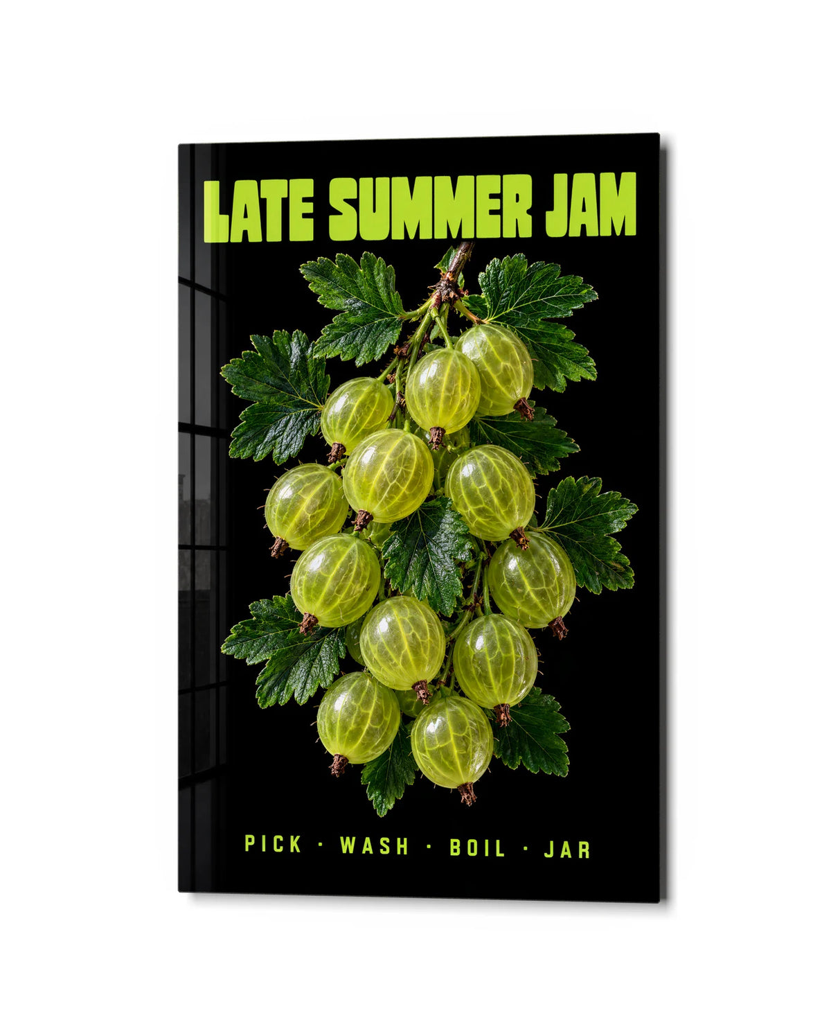 Late Summer Jam — studio view of glass wall art