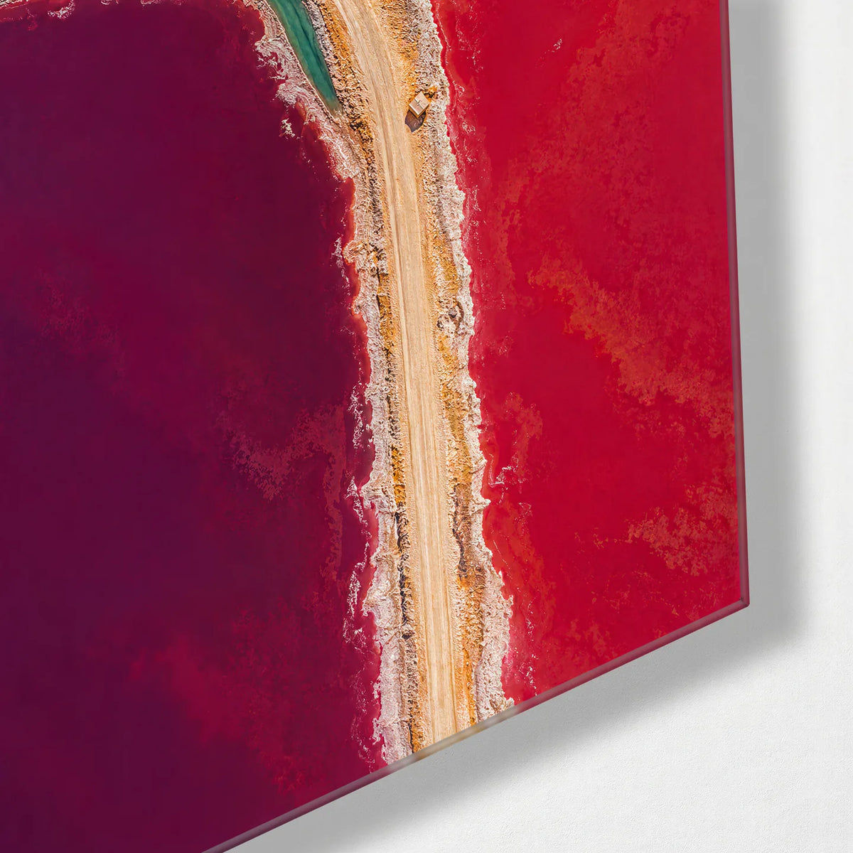 Salt Lines — corner detail of glass wall art