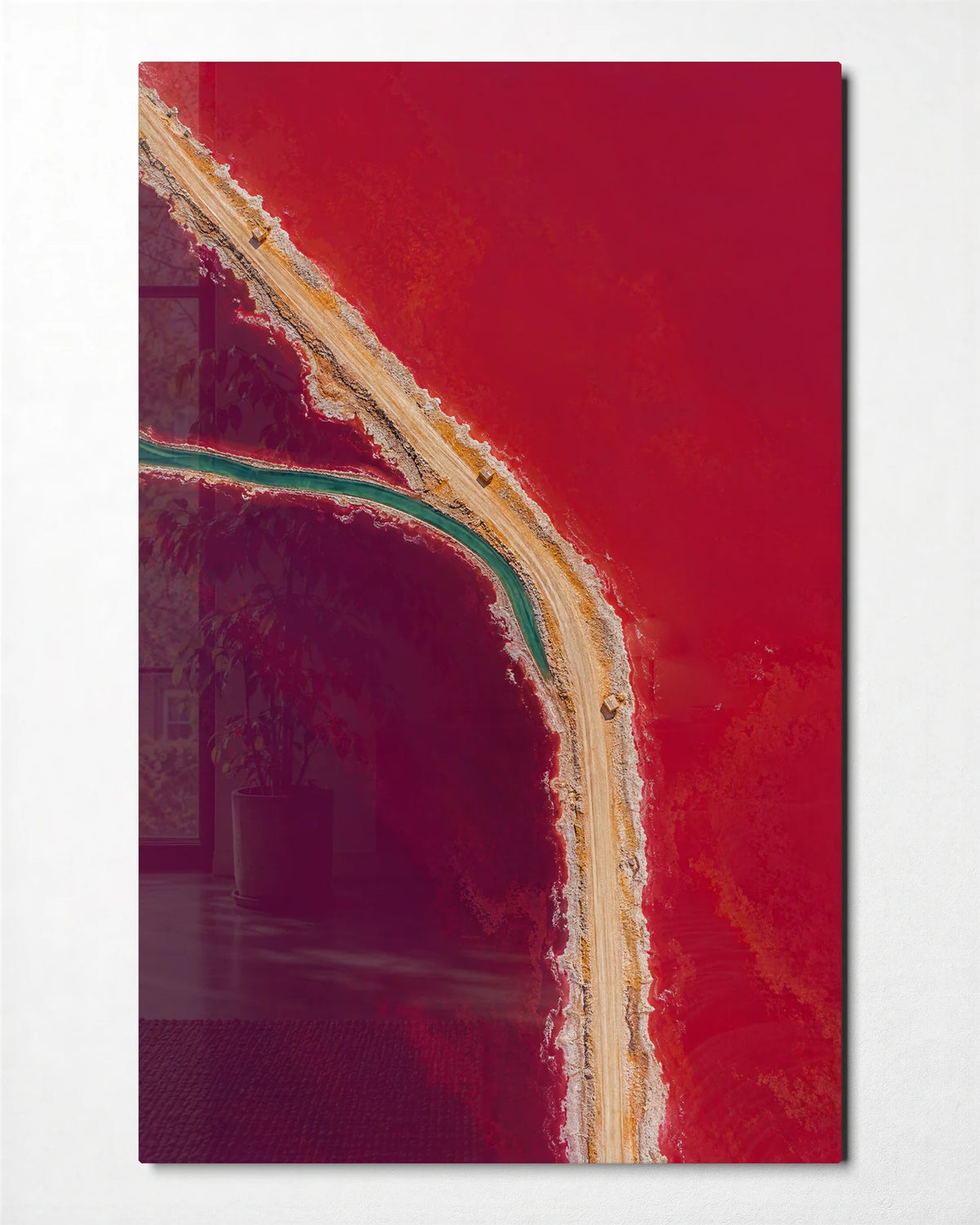 Salt Lines — front view of glass wall art
