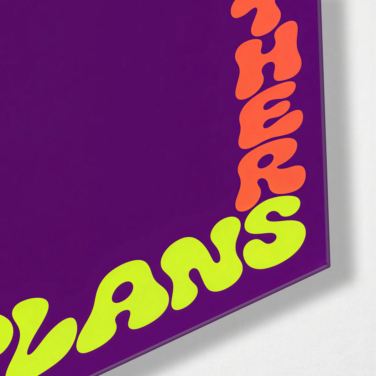This Hour Has Other Plans — corner detail of glass wall art