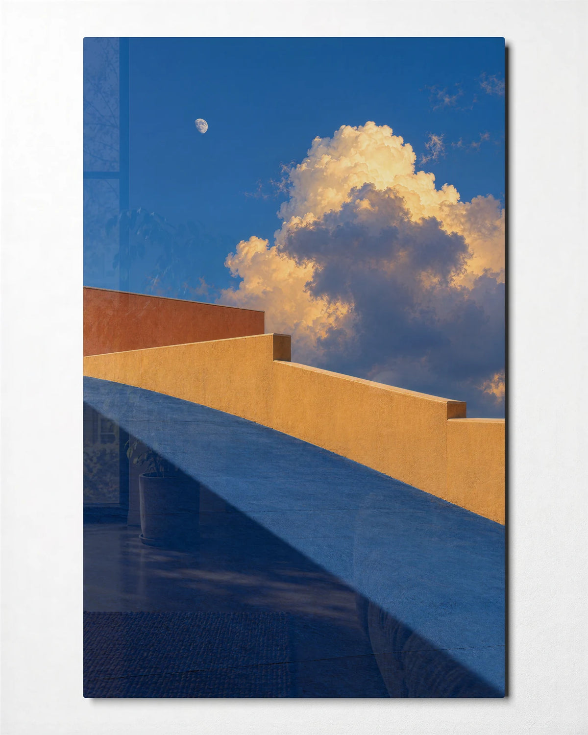 Steps under the Cloud — front view of glass wall art