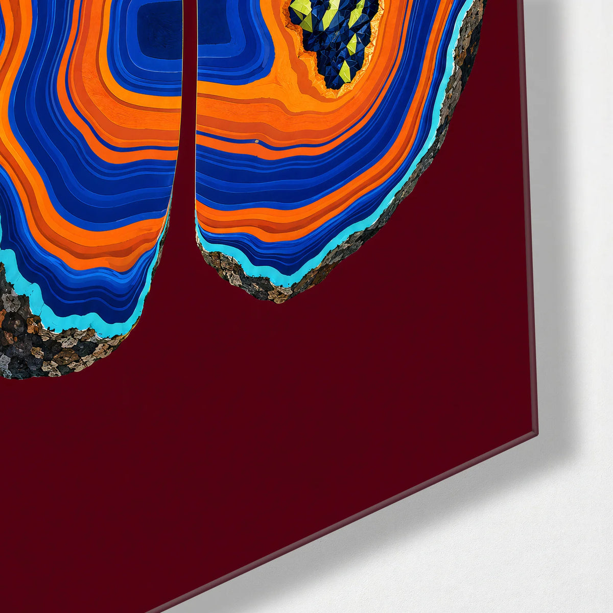 Two Sides of Stone — corner detail of glass wall art