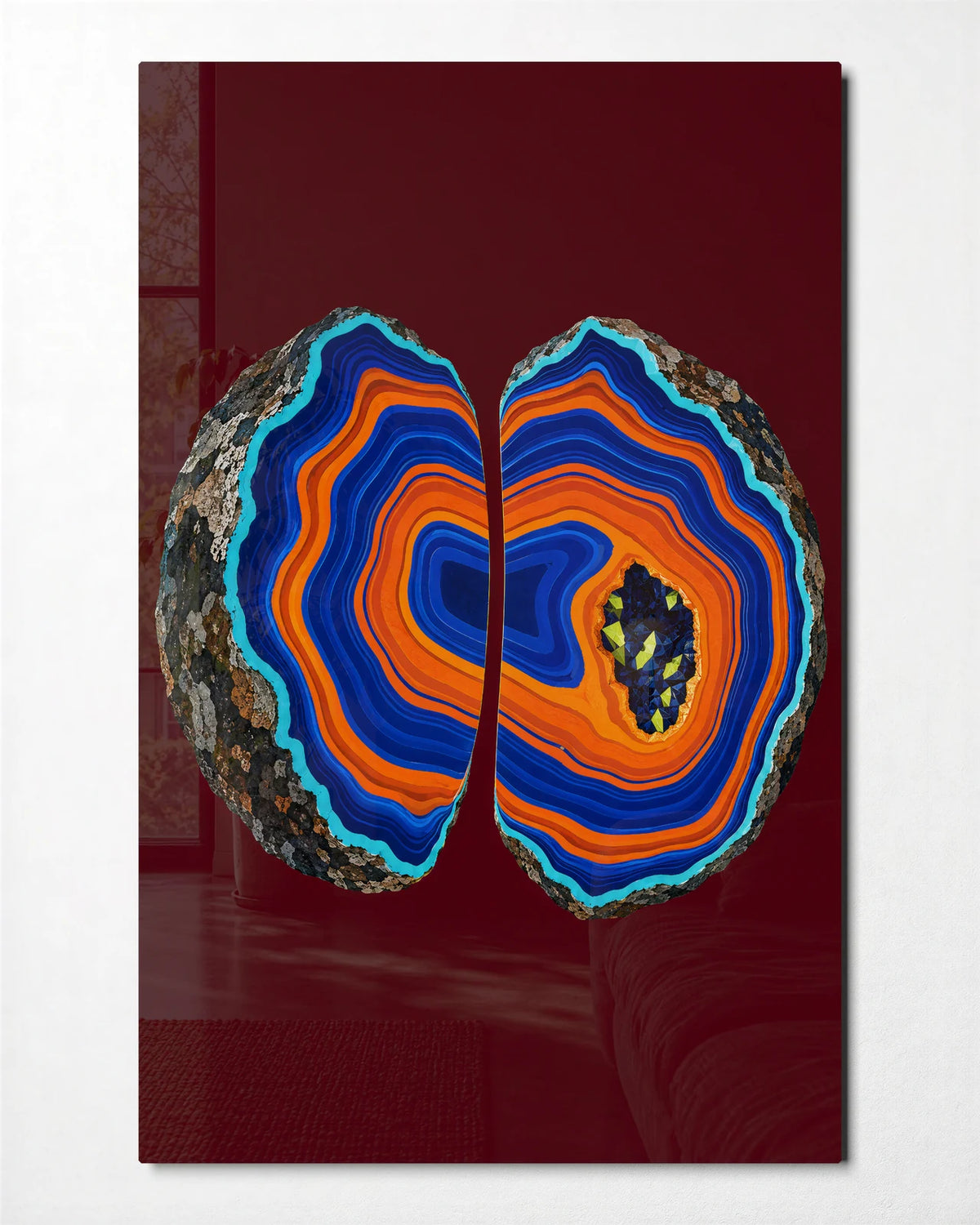 Two Sides of Stone — front view of glass wall art