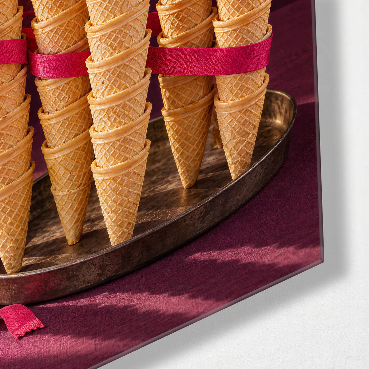 A Stack of Cones — corner detail of glass wall art