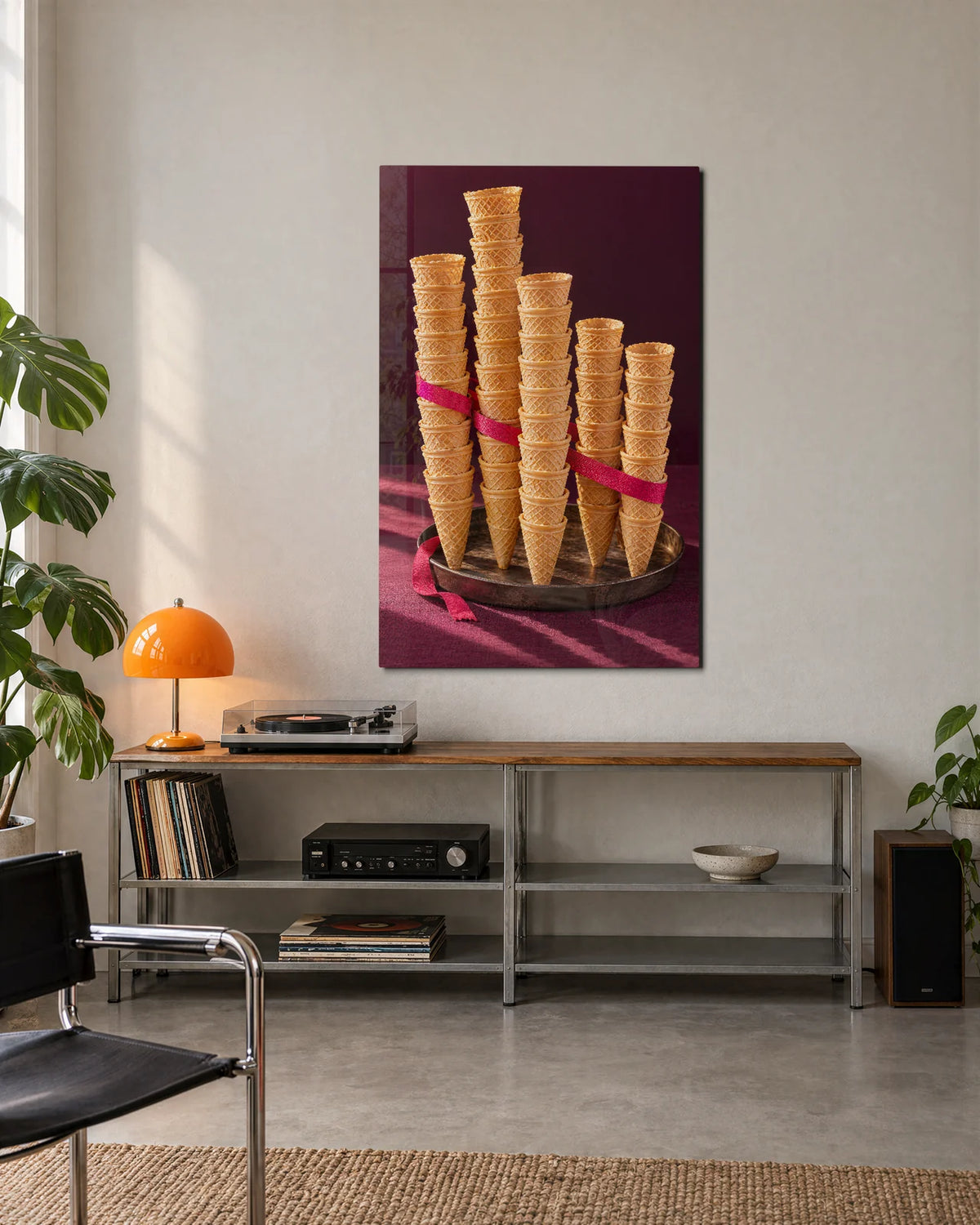 A Stack of Cones — shown in a living space