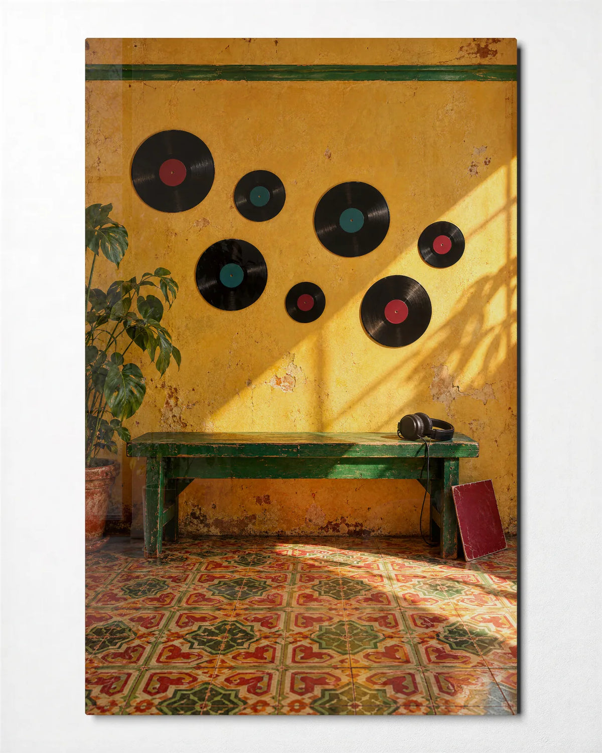 The Record Wall — front view of glass wall art