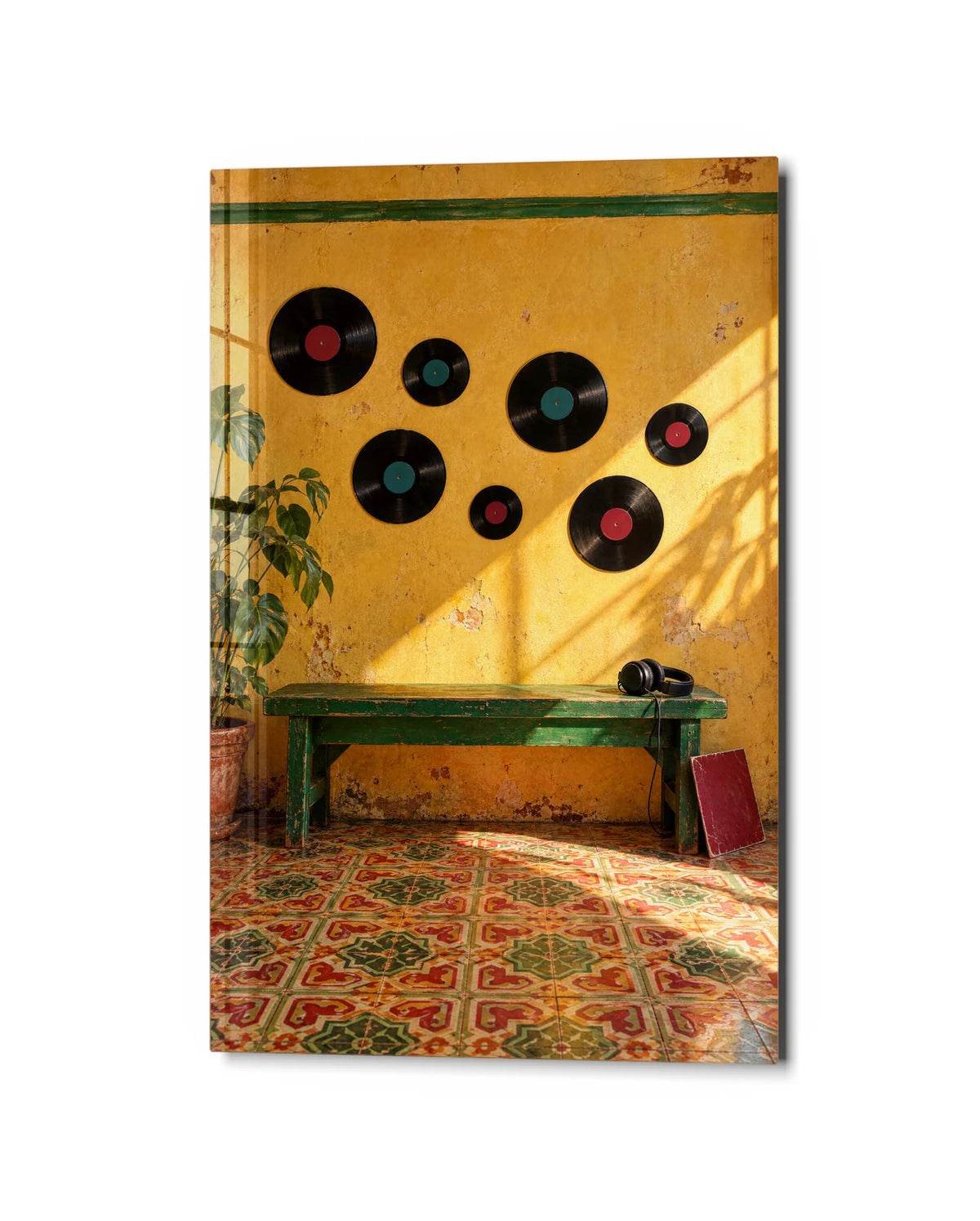 The Record Wall — studio view of glass wall art