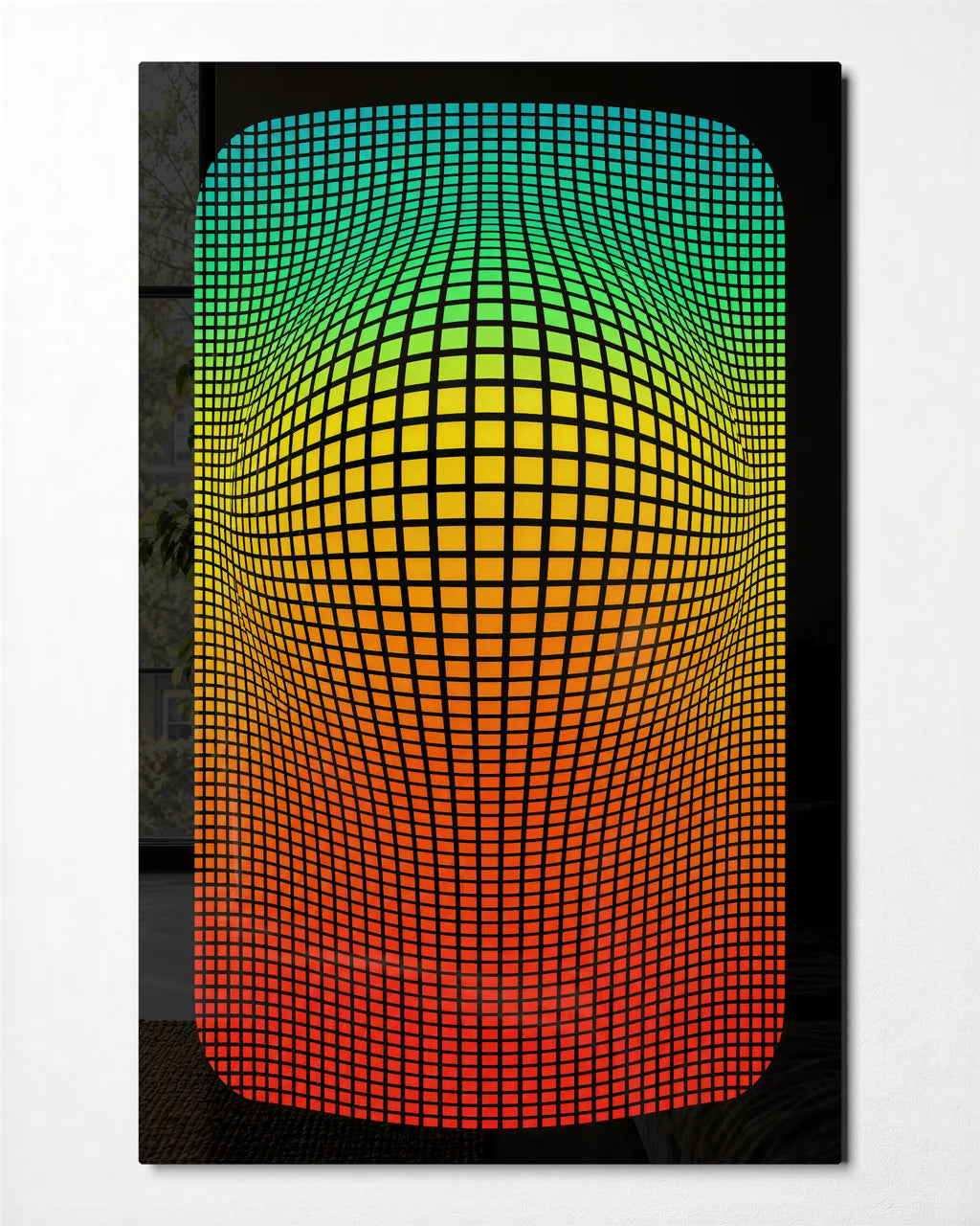Colour on a Curve — front view of glass wall art