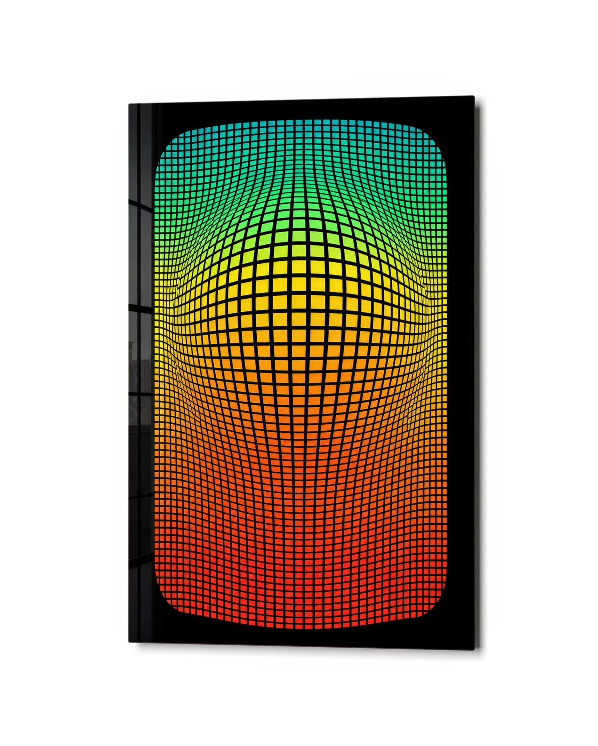 Colour on a Curve — studio view of glass wall art