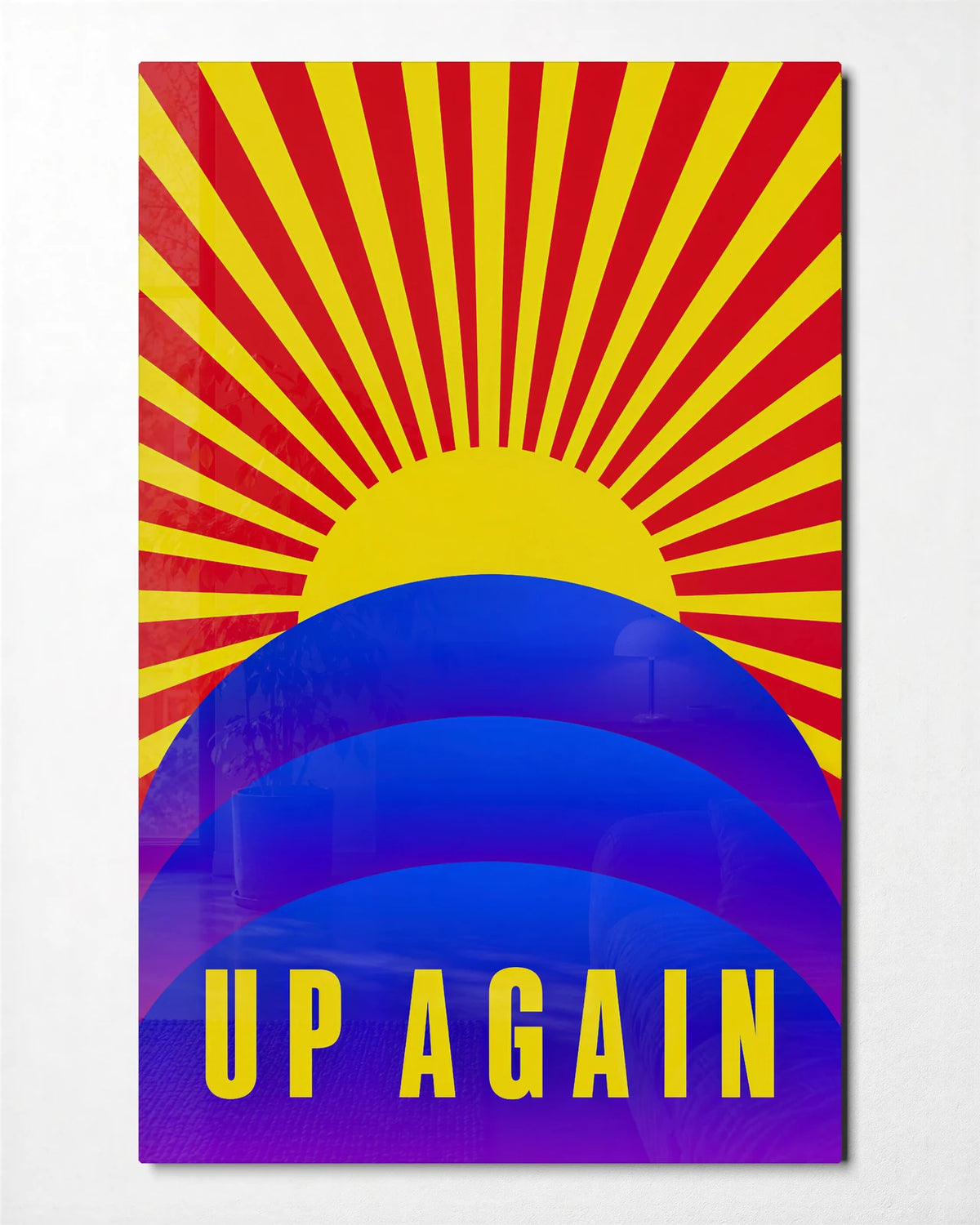 Up Again — front view of glass wall art