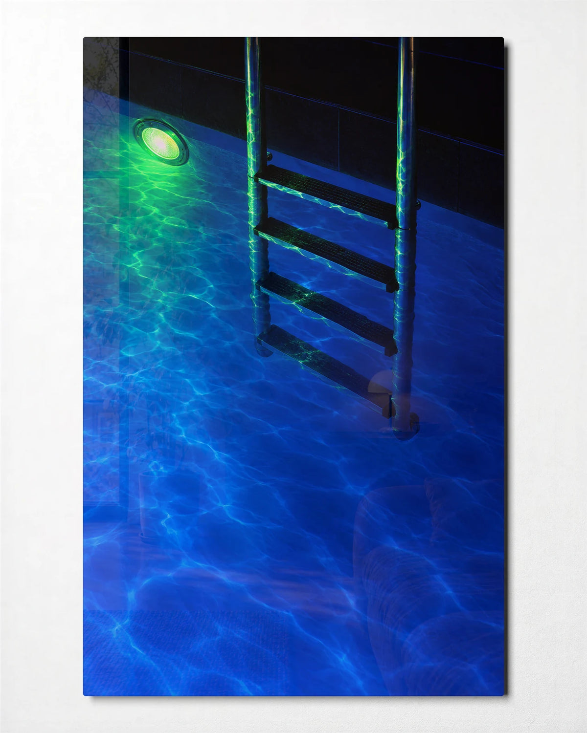 The Pool after Dark — front view of glass wall art