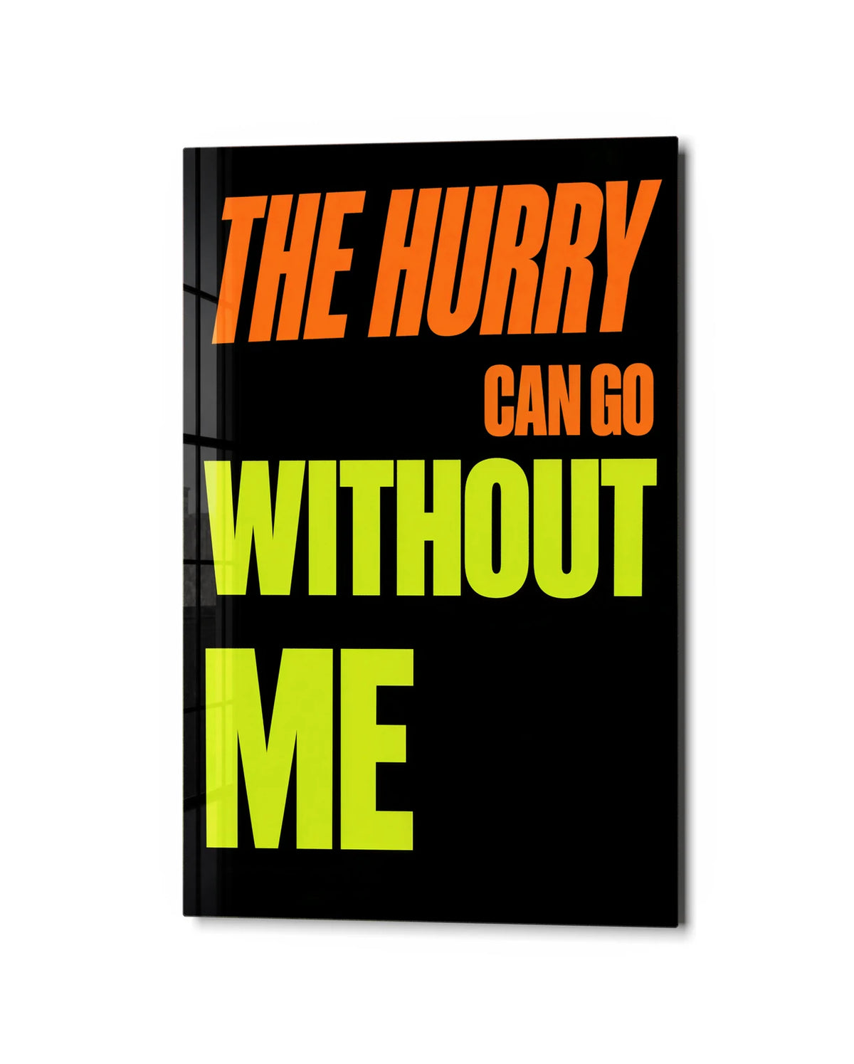 Without the Hurry — studio view of glass wall art