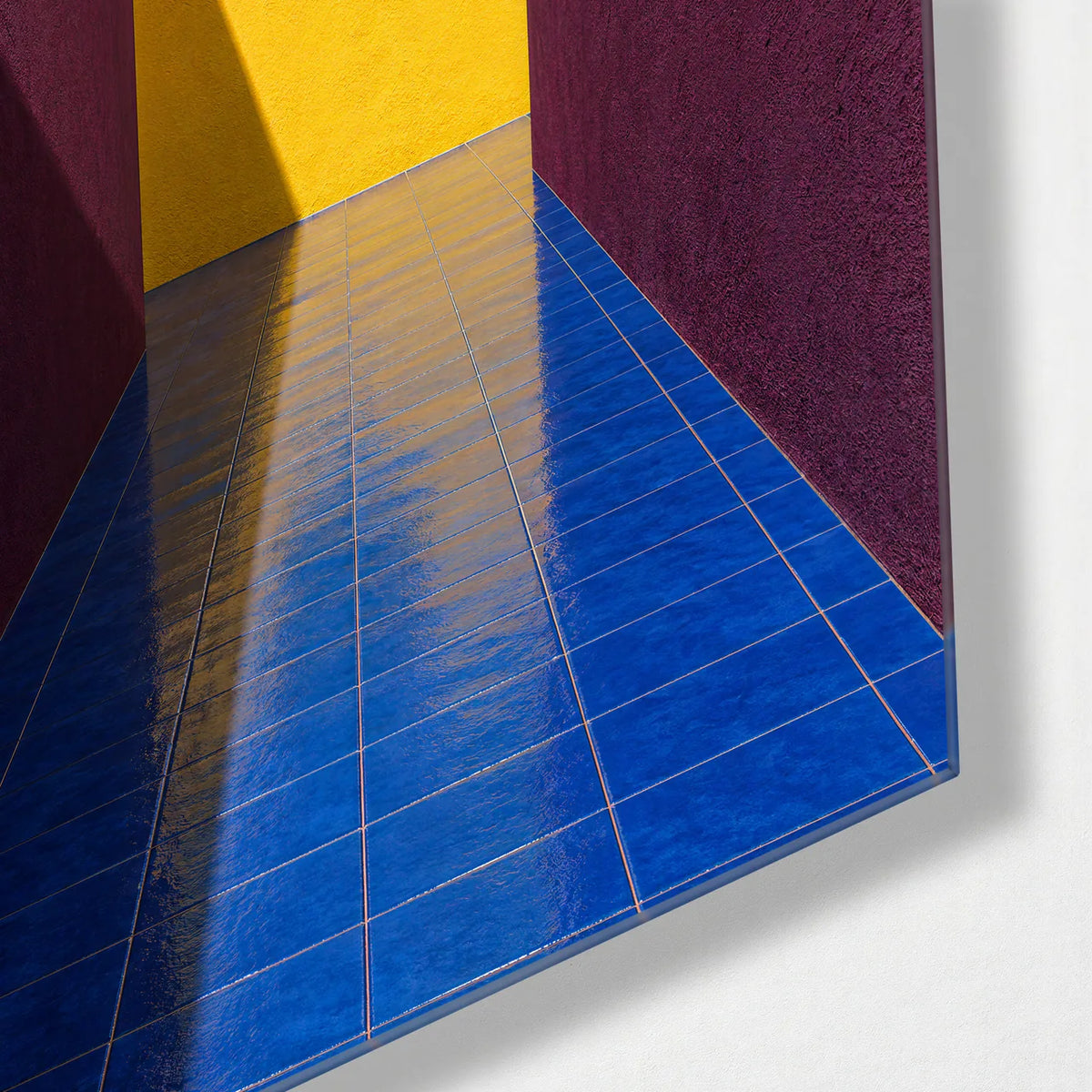 Passage to Yellow — corner detail of glass wall art