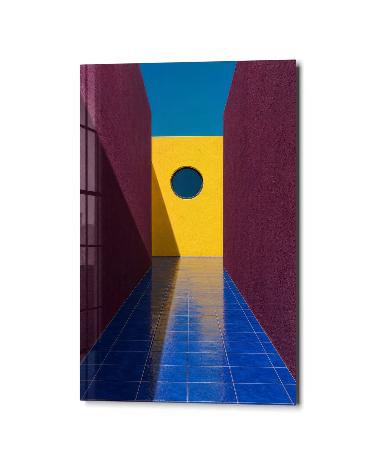 Passage to Yellow — studio view of glass wall art