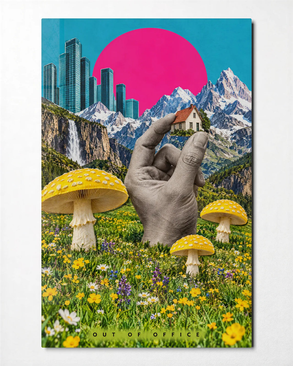 Out of Office Landscape — front view of glass wall art